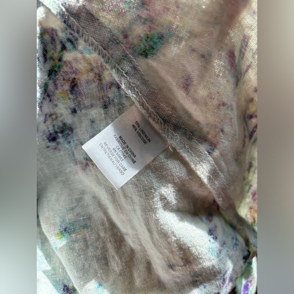 For Cynthia Linen Blend Button Down Abstract Water Colour Long Sleeve Size M - Picture 5 of 6